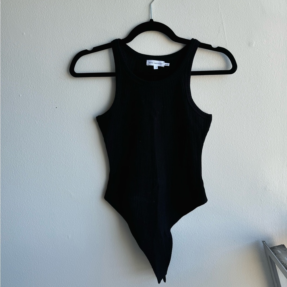Good American High Neck Ribbed Bodysuit Black